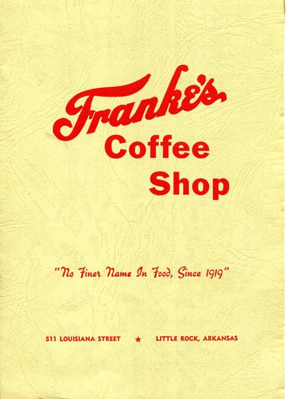 Menu, Franke's Coffee Shop