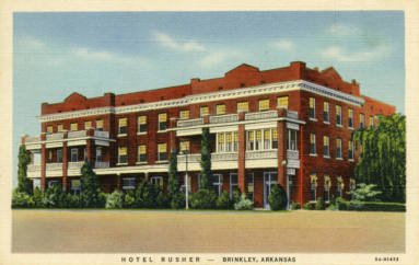 AR Postcard - Rusher Hotel, Brinkley