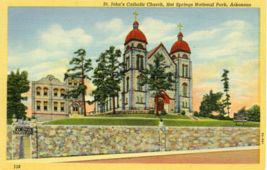 AR Postcard - St. John's Catholic Church in Hot Springs