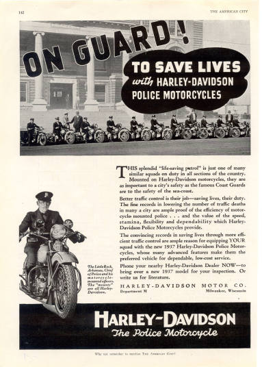 Advertisment for Harley Davidson motorcycles with LAPD