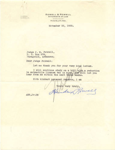 Letter to Judge Futrell - 1932
