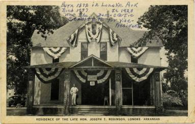 Postcard, Joe T. Robinson Home in Lonoke, AR