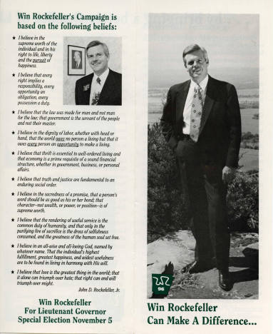 "Win Rockefeller Can Make A Difference" Campaign brochure