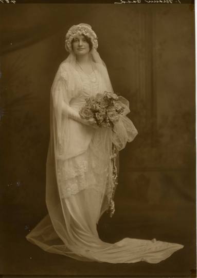 Mrs. Eula Terral Tenal in wedding gown.