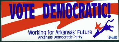 Bumper sticker reading, "Vote Democratic!  