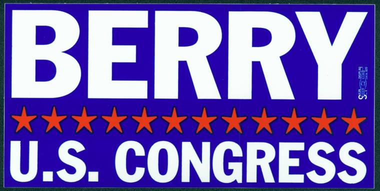 Bumper sticker that reads "Berry for US Congress."