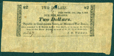 Scrip, Arkansas Confederate  - Two Dollar 