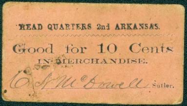 Scrip, Arkansas Confederate - Ten Cent