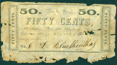 Scrip, Arkansas Confederate - 50 Cent, Civil War Sutler Money.  Designated to 9th Arkansas Volu ...