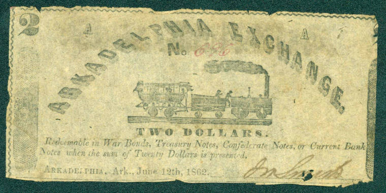 Scrip, Arkansas Confederate - Two Dollar