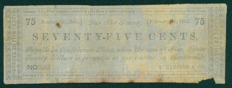 Scrip, Arkansas Confederate - 75 Cent