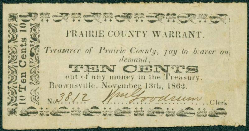 Scrip, Arkansas Confederate - Ten Cent