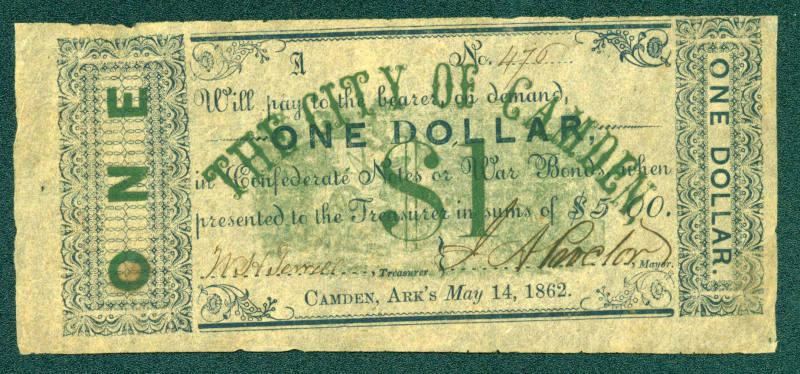 Scrip, Arkansas Confederate - One Dollar