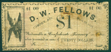 Scrip, Arkansas Confederate - One Dollar