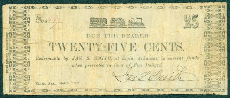 Scrip, Arkansas Confederate - 25 Cent