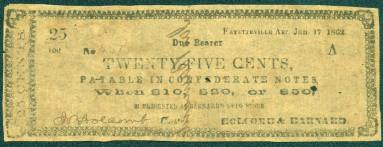 Scrip, Arkansas Confederate - 25 Cent