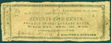 Scrip, Arkansas Confederate - 75 Cent