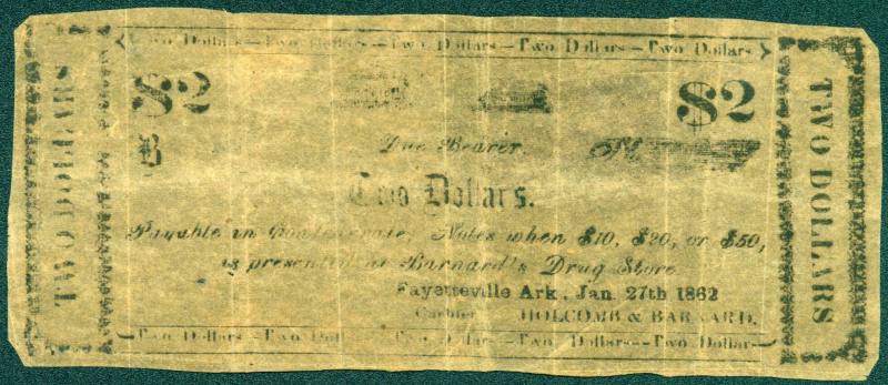 Scrip, Arkansas Confederate - Two Dollar