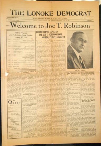 Newspaper dealing with Joe T. Robinson