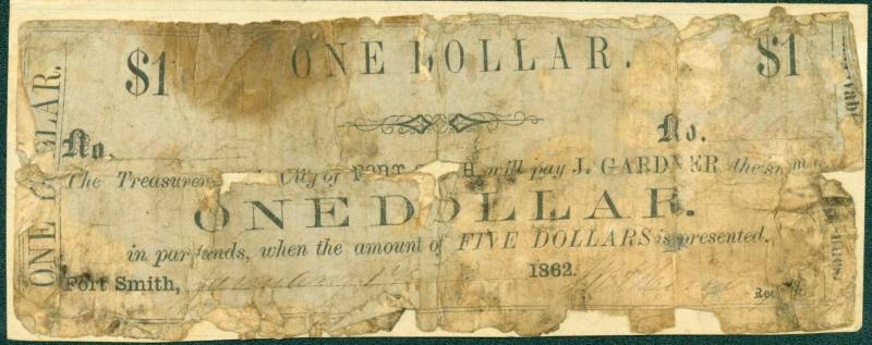 Scrip, Arkansas Confederate - One Dollar