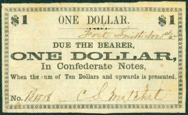 Scrip, Arkansas Confederate - One Dollar