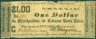 Scrip, Arkansas Confederate - One Dollar