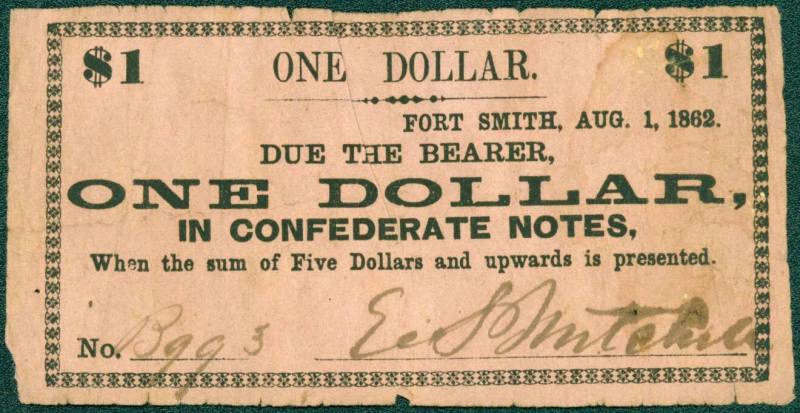 Scrip, Arkansas Confederate - One Dollar