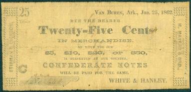 Scrip, Arkansas Confederate - 25 cent note