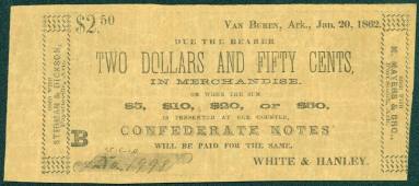 Scrip, Arkansas Confederate - $2.50 note