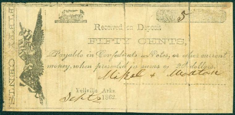 Scrip, Arkansas Confederate - 50 cent note