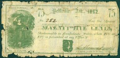 Scrip, Arkansas Confederate - 75 cent note