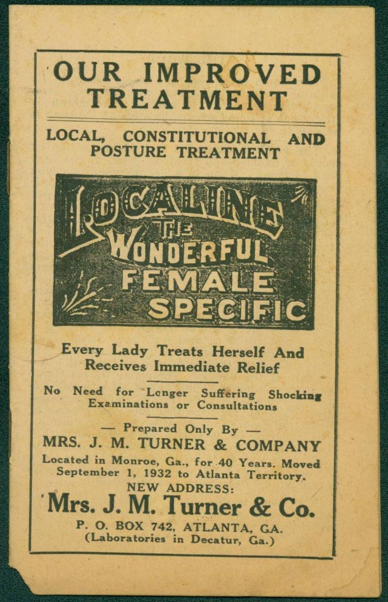 Pamphlet for "Localine: The Wonderful Female Specific" cream