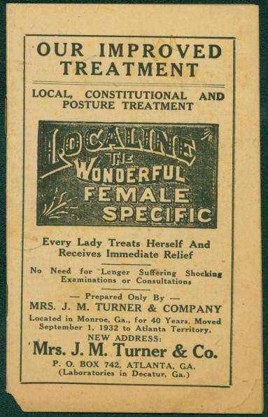 Pamphlet for "Localine: The Wonderful Female Specific" cream