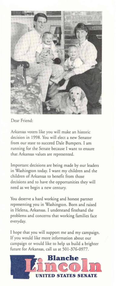 Arkansas Politics - Blanche Lambert Lincoln brochure