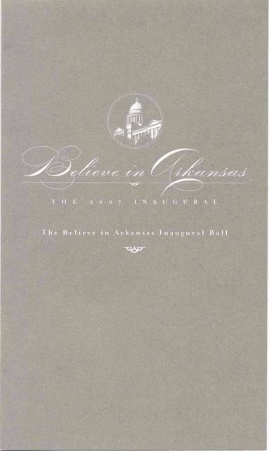AR Politics - 2007 Mike Beebe Inaugural Ball Invitation