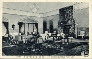 AR Eateries - postcard of Belvedere Club lobby
