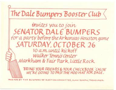 AR Politics - Bumpers booster club invitation