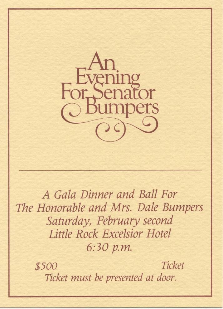 Ticket, Gala Dinner - Senator Dale Bumpers