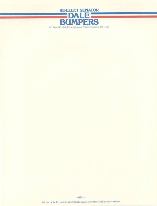 Stationery, Letterhead - Senator Dale Bumpers