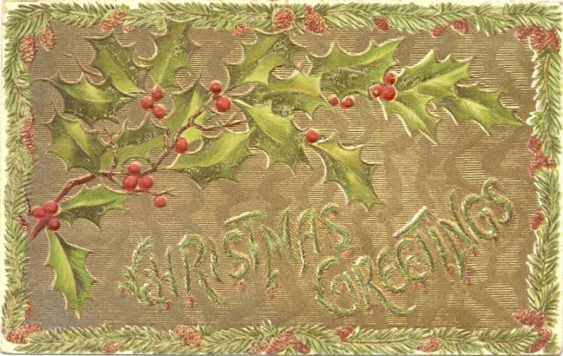 Broach collection - Christmas postcard