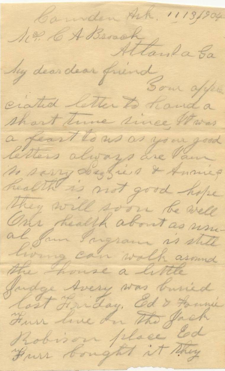 Broach - letter to Mrs. C.A. Broach