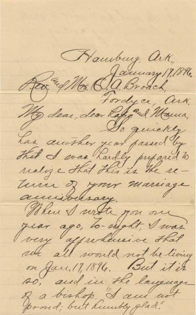 Broach - letter to Rev. & Mrs. C.A. Broach