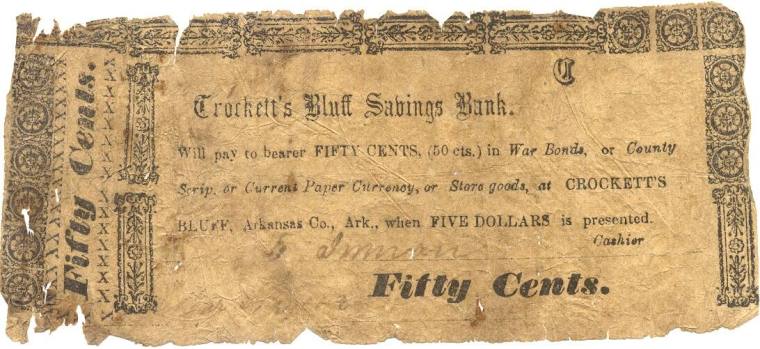 Scrip, Arkansas Confederate - 50 cent note