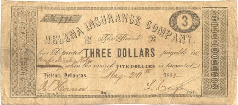 Scrip, Arkansas Confederate - 3 dollar note