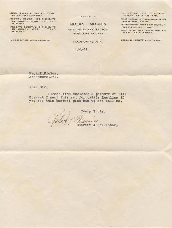Letter to A.D. Nisler