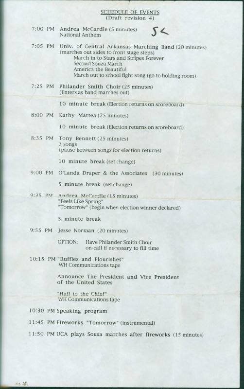 Schedule, Inaugural Events - President Bill Clinton