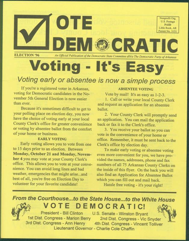 AR Democratic Committee flyer