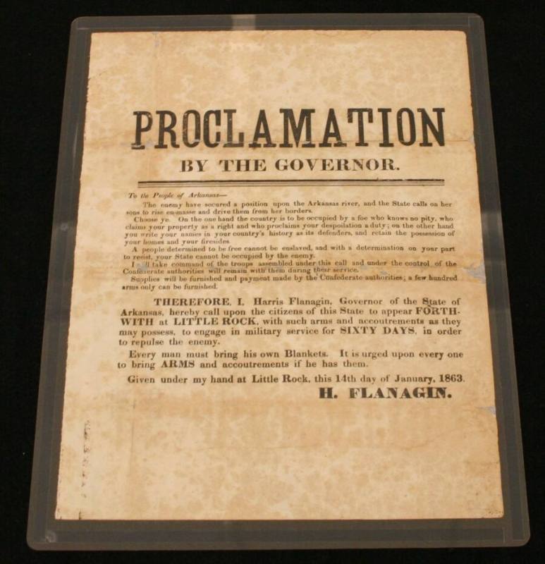 Broadside, Proclamation - Governor Harris Flanagin