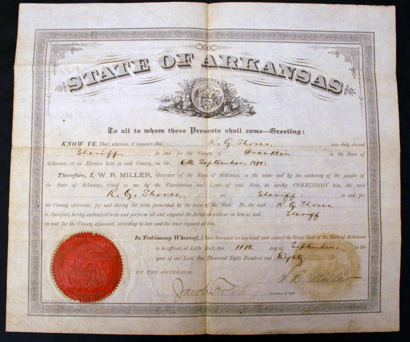 State of Arkansas certificate