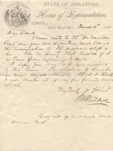 Letter from Gov. Fishback